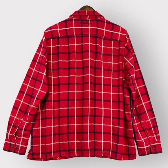 Duluth Trading Flannel Button Up Top Women XXL Red Plaid Long Sleeve Cotton Z14 - Picture 9 of 14